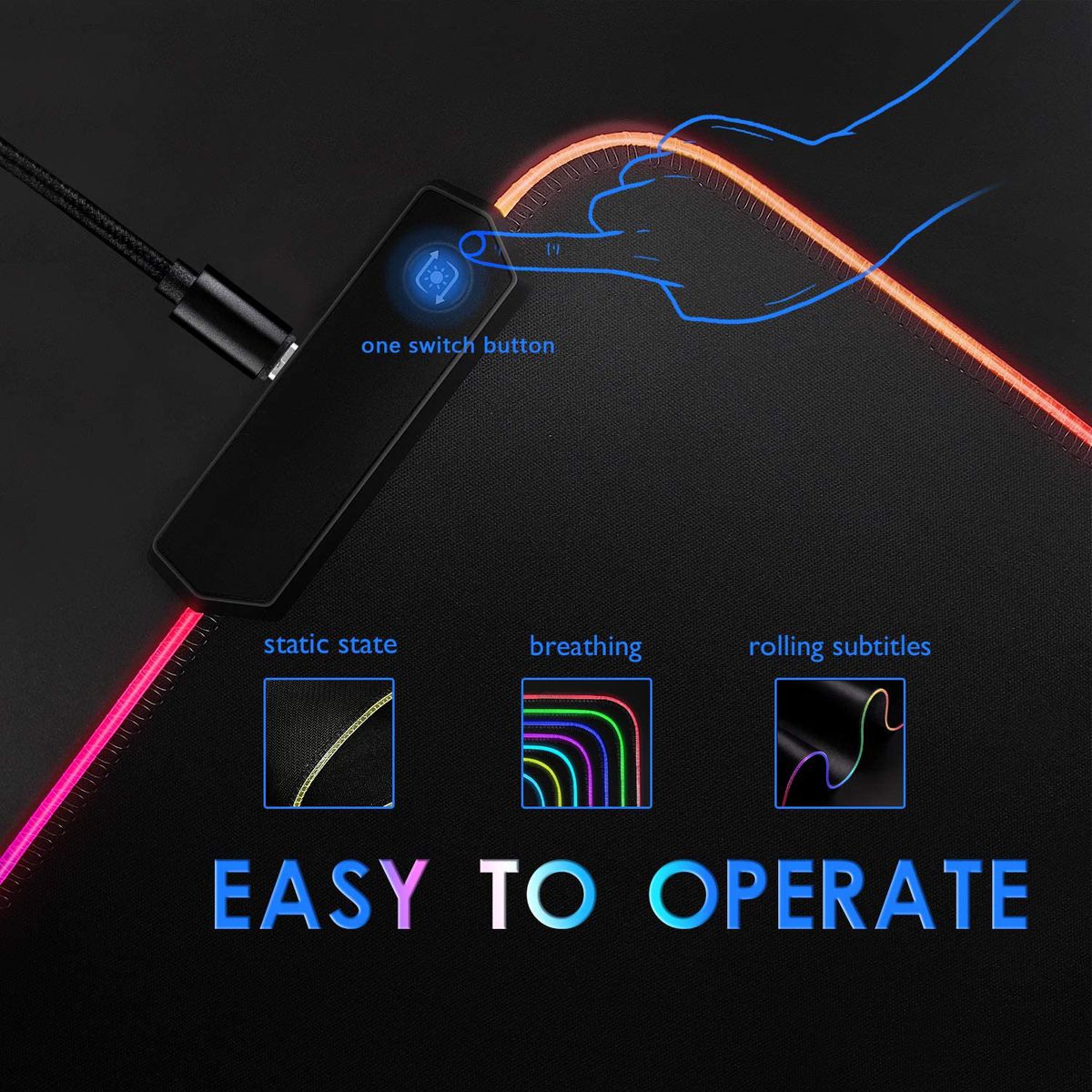 RGB LED Colour Changing XXL Gaming Mouse Pad_4