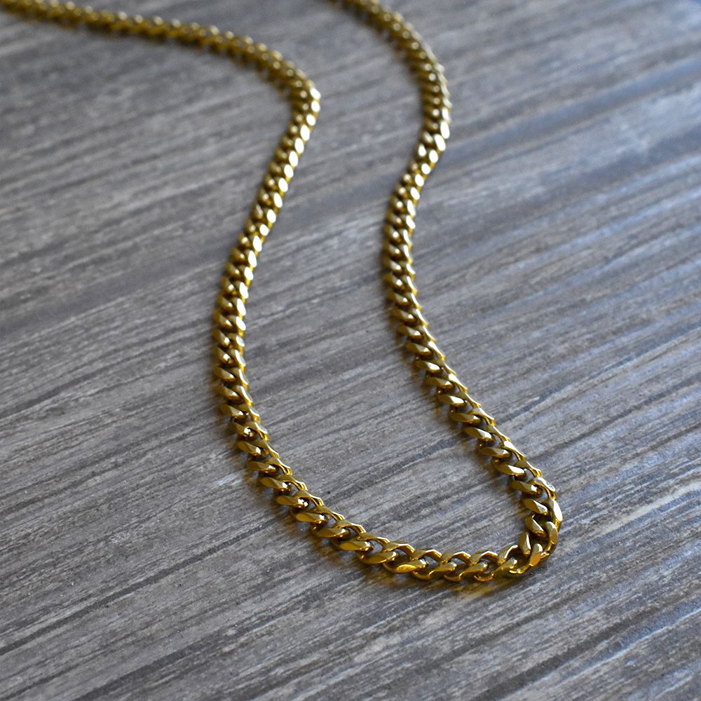 Gold Curb Chain in Stainless Steel  3,5mm Wide 60cm Long_1