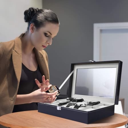 PU Display Case Box Watch Jewelry Storage Organizer - 12 Slots_0