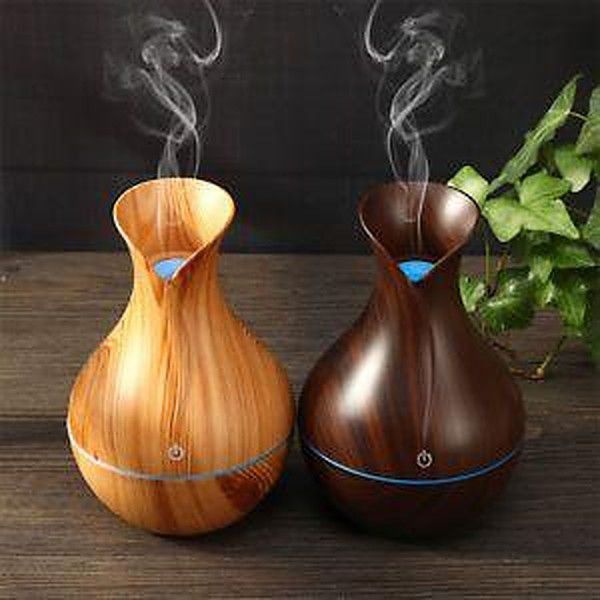 LED Ultrasonic Wood Pattern Pot Shaped Diffuser & Humidifier_1