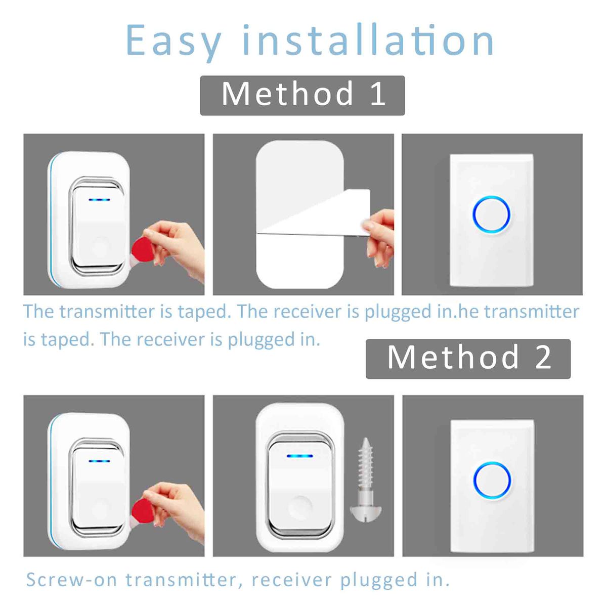 Long Range Wireless Chimes Doorbell Set_2