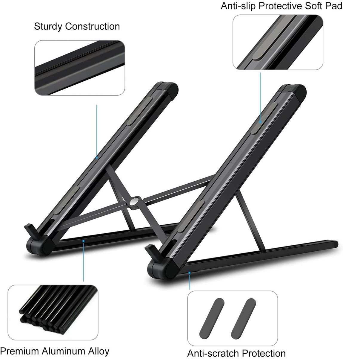Portable Adjustable Foldable Laptop and Tablet Stand - Silver_1