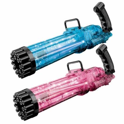 New 21-hole Light Gatling Bubble Gun Children's Electric Bubble Machine Toy - PINK_0