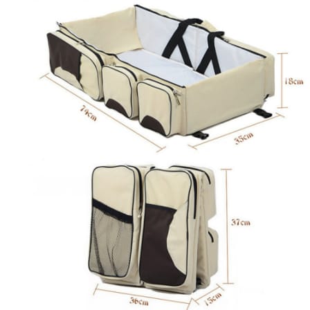 3 in 1 Portable Bassinet Diaper Change Station Bag  - Beige_1
