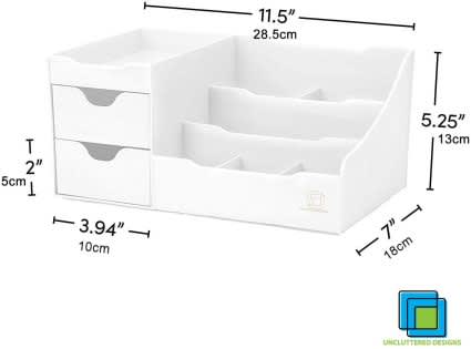 Makeup Organizer With Drawers and Countertop Storage for Cosmetics White_3
