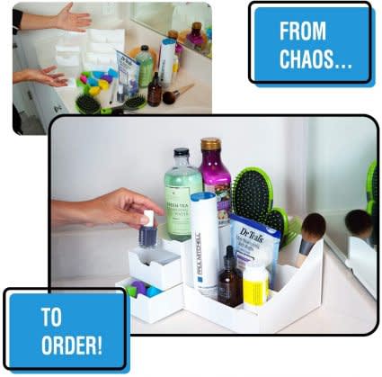 Makeup Organizer With Drawers and Countertop Storage for Cosmetics White_2