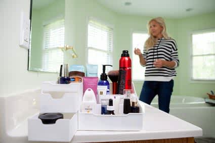 Makeup Organizer With Drawers and Countertop Storage for Cosmetics White_5