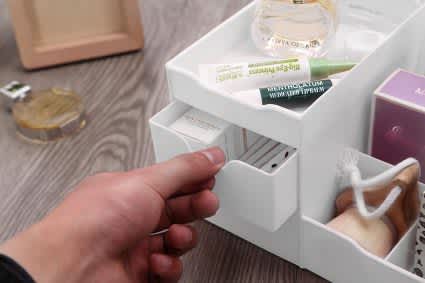Makeup Organizer With Drawers and Countertop Storage for Cosmetics White_6