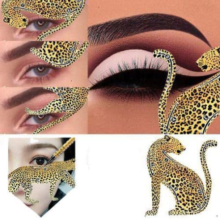 2PCS Eye Makeup Stencils Leopard Eyeliner Eyeshadow Stencil Template_0