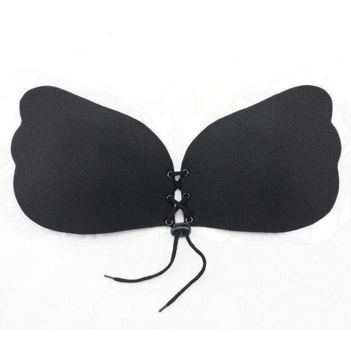 Lace-Up Invisible Push-Up Bra - D / Black_9
