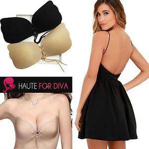 Lace-Up Butterfly Push-Up Bra - C / Nude