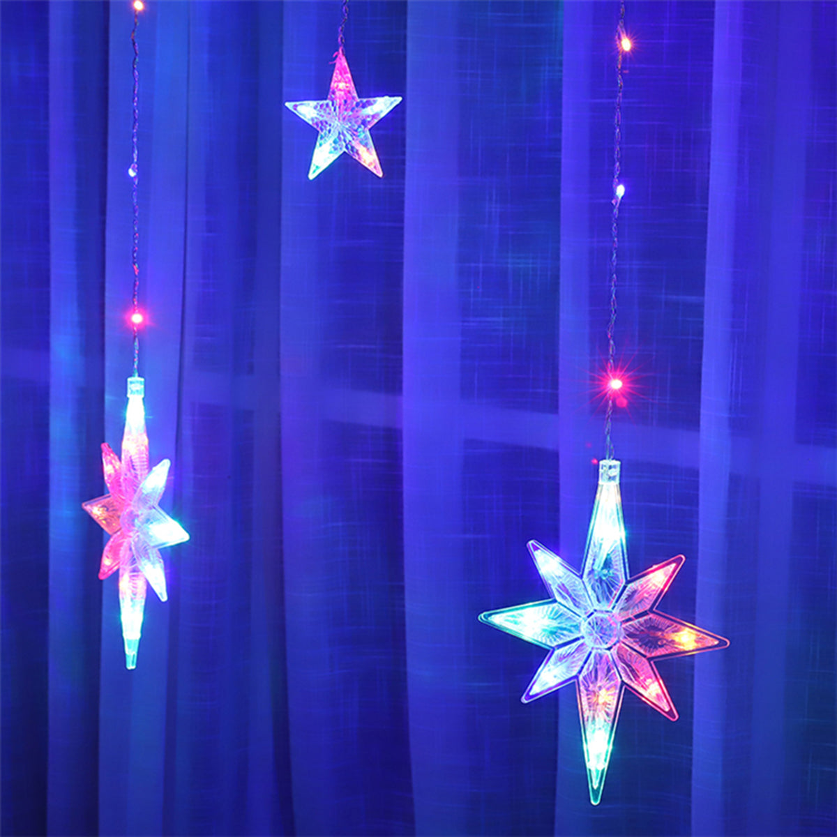 Star Curtain Fairy LED Lights Window String_0