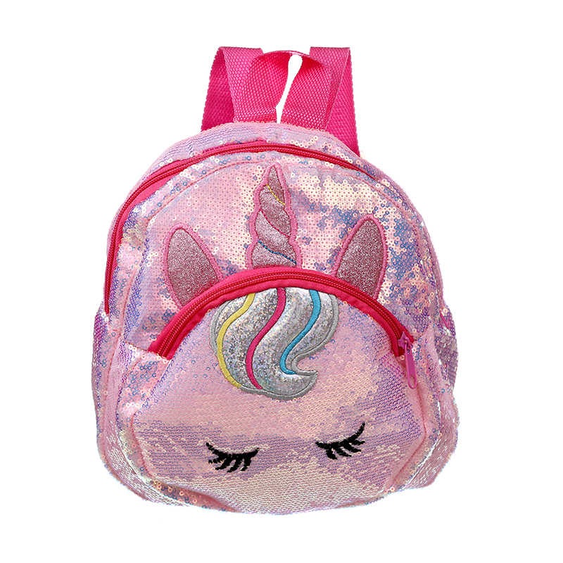 Pink Baby Girl Sequin Glitters Unicorn Backpack_0