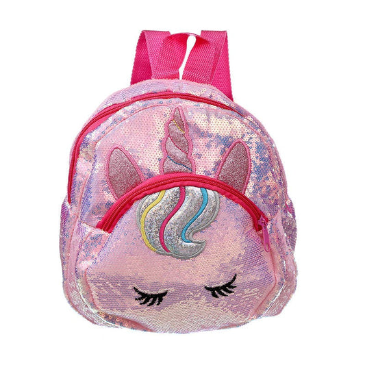 Pink Baby Girl Sequin Glitters Unicorn Backpack_0