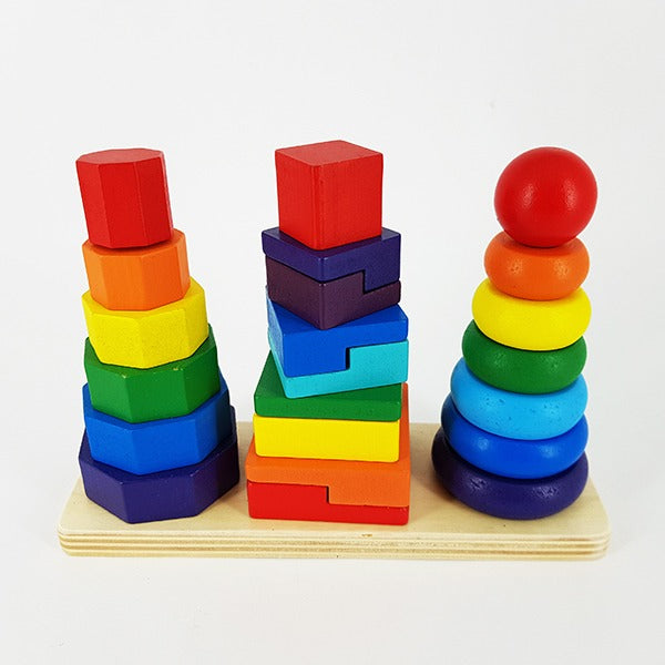 3 Column Shape Set Rainbow Tower_0