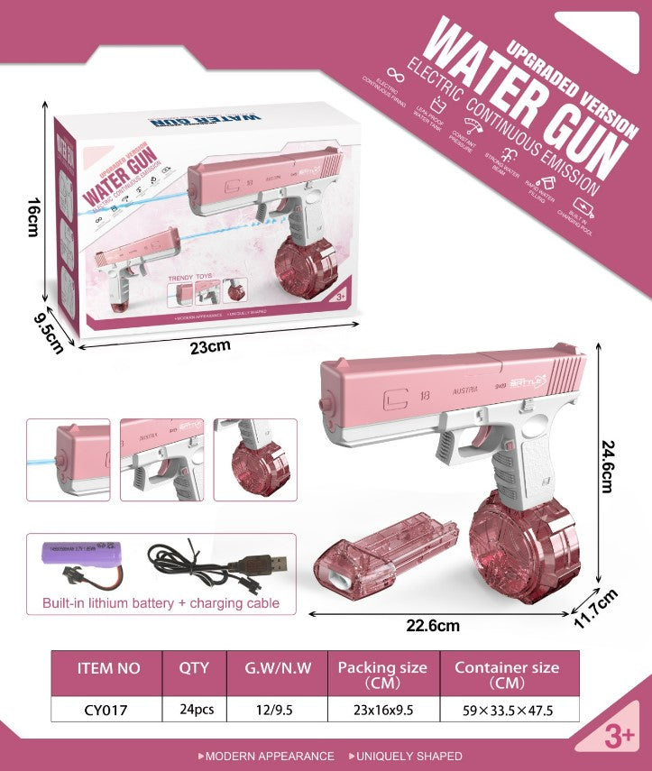 Fully Automatic Continuous Electric Water Gun Glock - Pink_1