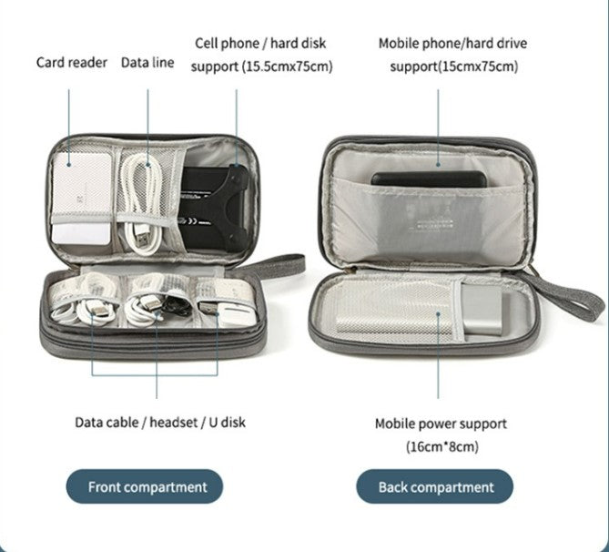 Multifunctional Portable Travel Data Cable Storage Bag - Navy Blue_4