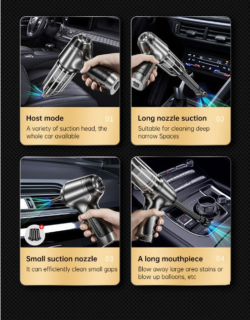 Car Mounted Mini Wireless Vacuum Cleaner for Both Dry And Wet Use, High-Power Portable High Suction - Gray White_4