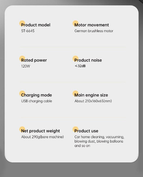 Car Mounted Mini Wireless Vacuum Cleaner for Both Dry And Wet Use, High-Power Portable High Suction - Gray White_6