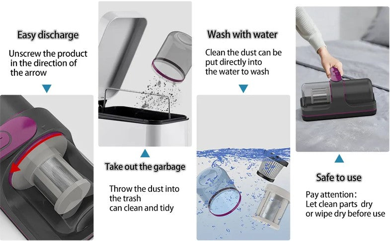 Ultraviolet Mite Removal Instrument Vacuum Cleaner Cordless Handheld Vacuum For Mattress Sofa Bed Home Detachable Filter_6