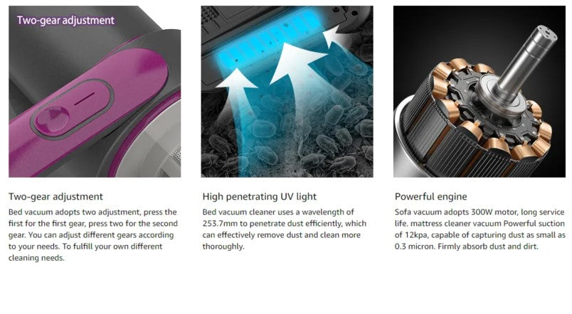 Ultraviolet Mite Removal Instrument Vacuum Cleaner Cordless Handheld Vacuum For Mattress Sofa Bed Home Detachable Filter_8