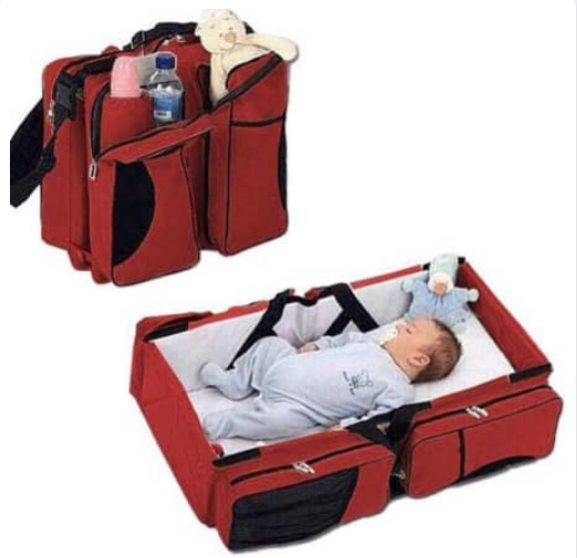 3 in 1 Portable Bassinet, Changing Pad, & Diaper Bag - Red